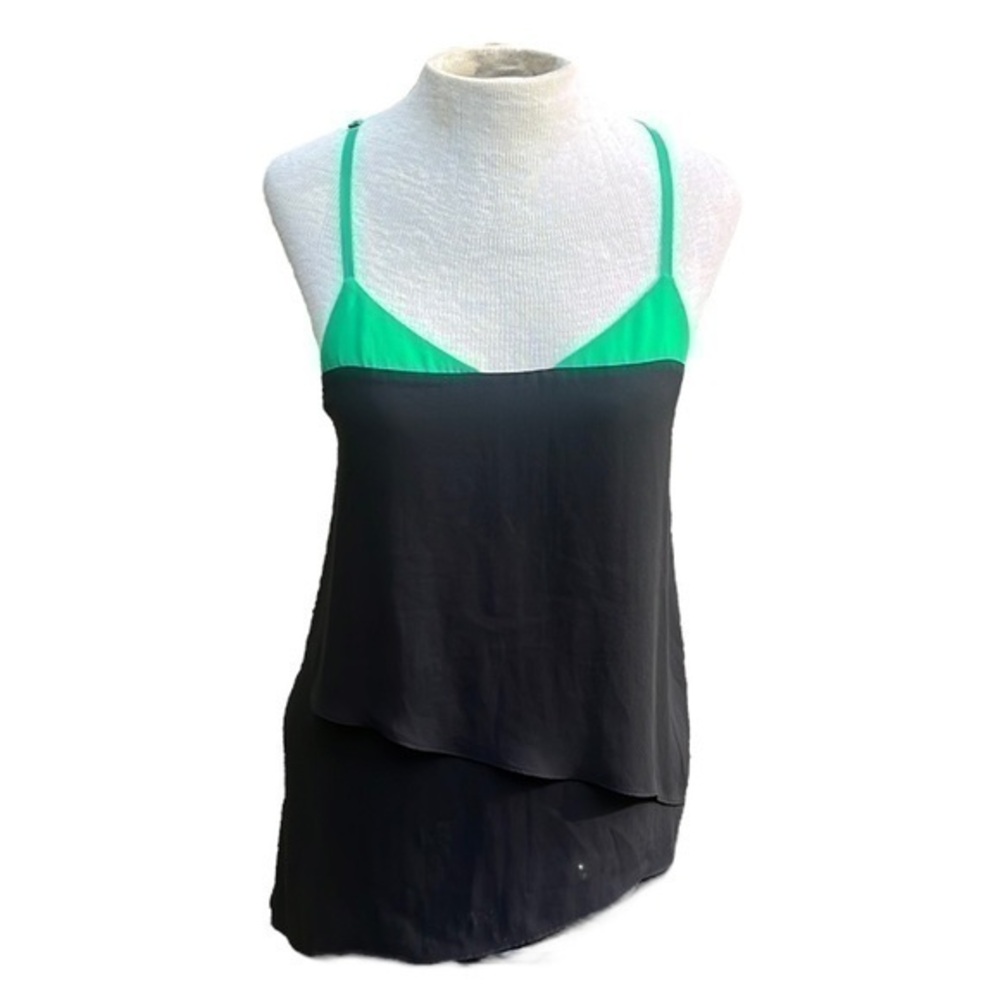 BCBG tank top, layered, green/black, racerback, womens small